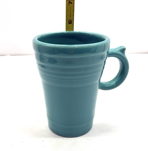 Tall Fiesta Turquoise Latte Mug Homer Laughlin Thumb Handle Ceramic EUC Rare - Picture 7 of 8