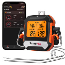 TempPro TP904 Bluetooth Meat Thermometer Dual Probe Wireless BBQ Grill Smoker