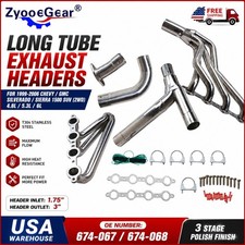 Long Tube Exhaust Headers Kit Fits 99-06 Chevy Gmc Silveradosierra 4.8l 5.3l 6l