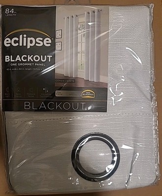 Lot Of (2) Eclipse Cohen Blackout Grommet Window Panel in White 42  W x 84 