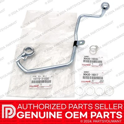 GENUINE Toyota OEM 3.5L 2GRFE Engine Oil Cooler Line Pipe 15772-31030 + Gaskets - Image 1 of 3