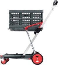 CLAX Multi Use Functional Collapsible Cart Folding Shopping Red - New Open Box