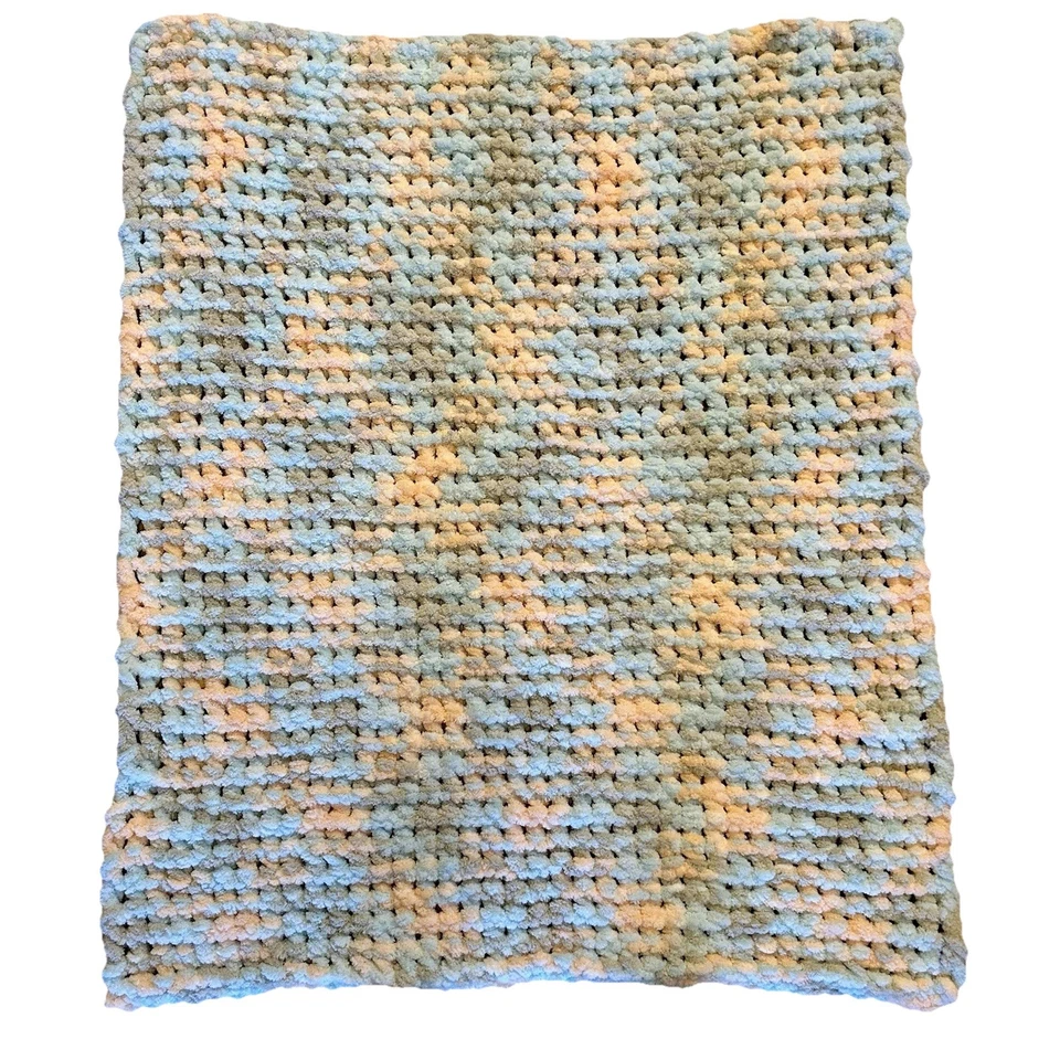 New~Handmade CHUNKY CROCHET BABY BLANKET Afghan~EXTRA SOFT~Pastel Multi~33 X 28 - Image 3 of 4