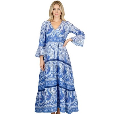 La Plage Water Mill Dress Effervescent White/Blue/Navy Womens Size Medium