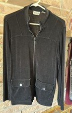 Chico's Travelers Jacket Black Front Zip button pockets Size 1 EUC