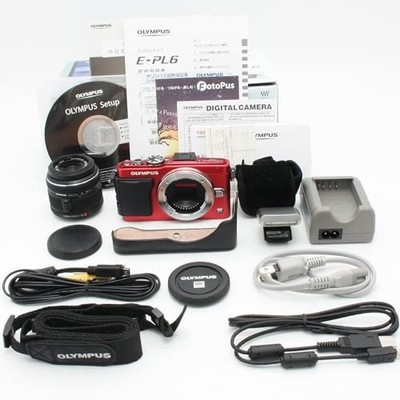 Olympus Pen Lite E-PL6 Red 16.1MP Digital Camera + 14-42mm Lens Kit w/Box