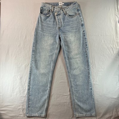 Princess Polly Women's Holly Asymmetrical Waist Straight Leg  Denim Jeans Size 2