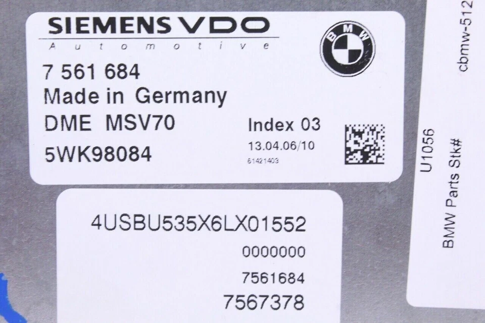 2006 BMW Z4 Engine Computer Module ECU ECM DME OEM Used - Изображение 3 из 4