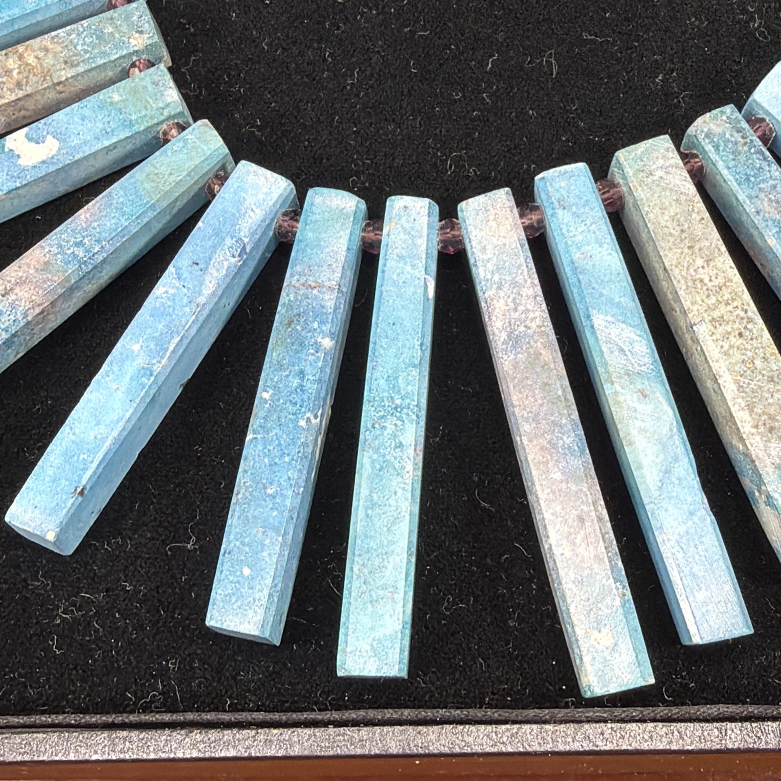 Turquoise Rectangular Bar Necklace Amethyst Silve… - image 8