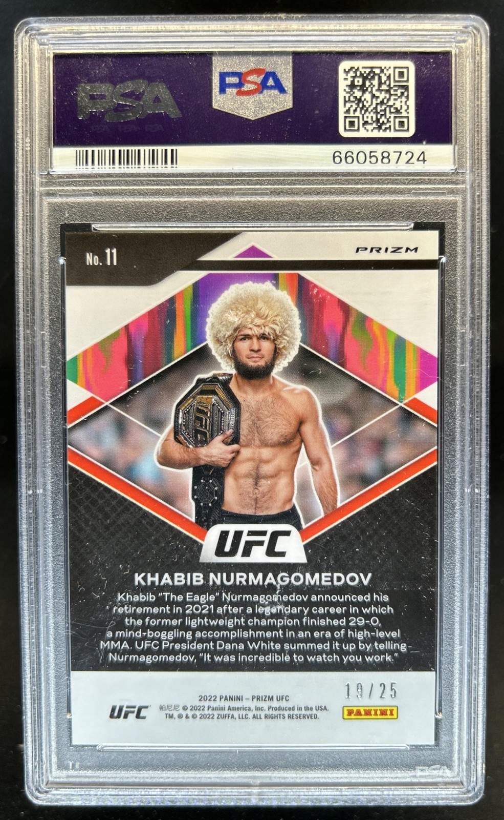 2022 Panini Prizm UFC Khabib Nurmagomedov Fearless Mojo #/25 PSA 10 GEM MINT view 2