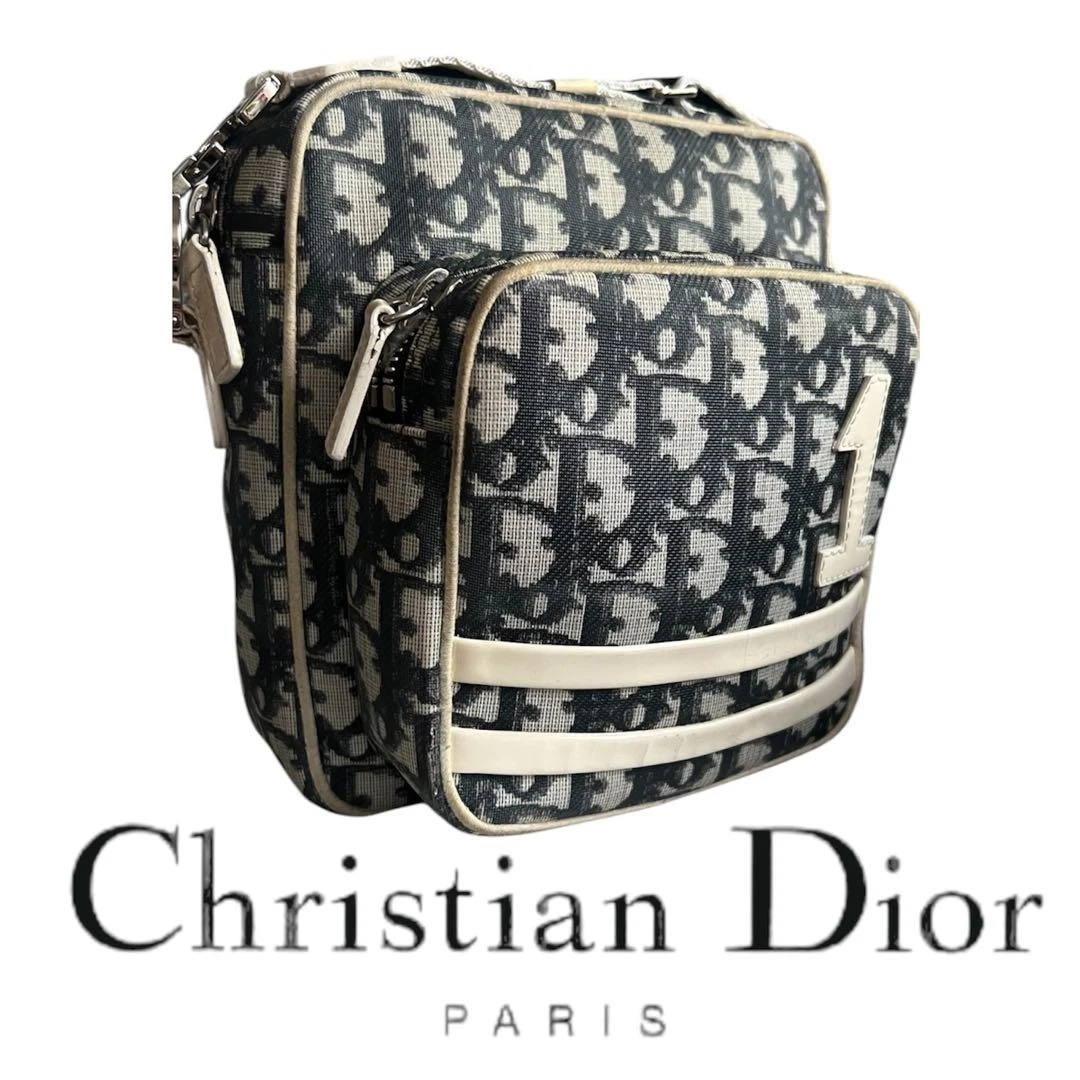 Sac bandoulière trotteur Christian Dior bleu marine