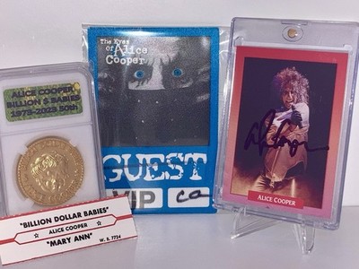 Alice Cooper Limited Billion Dollar Babies 50th Coin Autographed Card