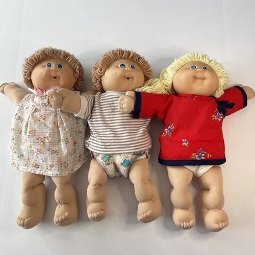 Cabbage Patch Dolls Lot Of 3 Head Mold 4 Yarn Hair