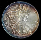 2013 VERY NICE BLUE RED GOLD TONED UNCIRCULATED SILVER EAGLE - SEE PICTURES