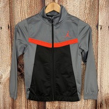 Nike Air Jordan Track Jacket Youth Boys Small 8-10 Years Gray Neon Orange Logo
