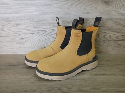 Sorel Women's Hi-Line Chelsea Waterproof Suede Ankle Boots Geo Yellow Size 6