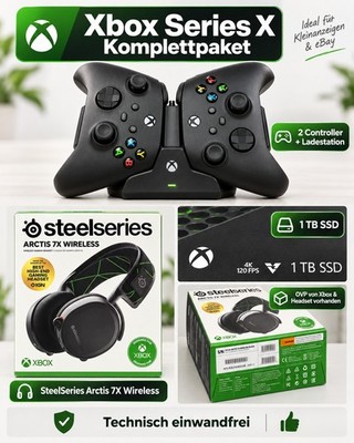 Microsoft Xbox Series X 1TB schwarz 4K mit Zubehörpaket & Arctis 7X