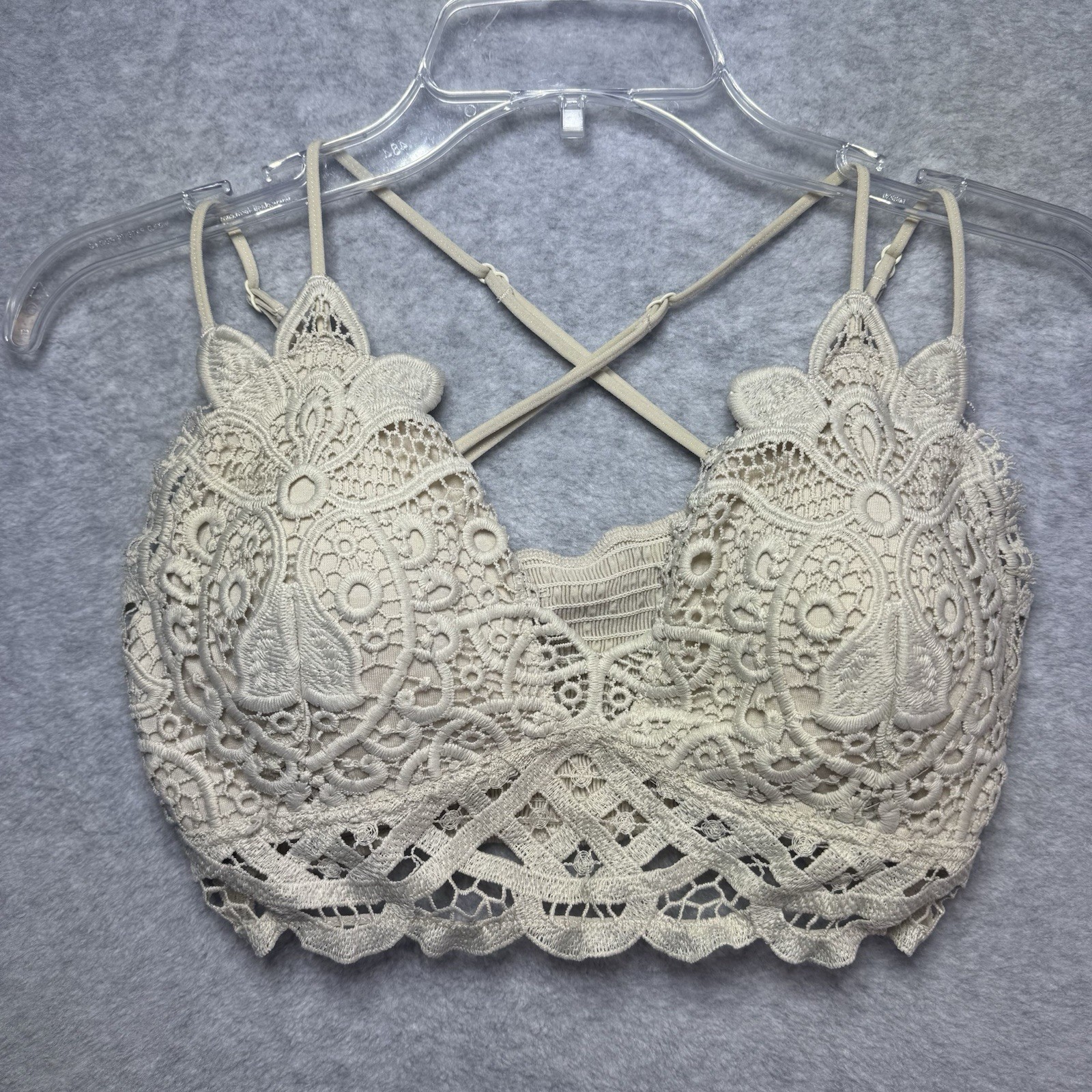 Ivory Cream Boho Laced Crop Top Bralette Crochet Cottagecore Romantic Festival