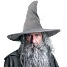 Wizard Hat 18" Large Gray Felt Witch Hat Wide Brim Halloween Costume Cosplay