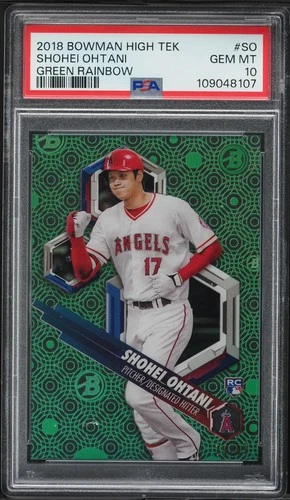 2018 Bowman High Tek Green Rainbow Shohei Ohtani ROOKIE RC /99 PSA 10, Pop 9!