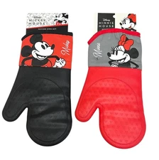 Disney Mickey & Minnie Mouse Silicone Oven Mitts Set of 2 Heat Resistant Kitchen