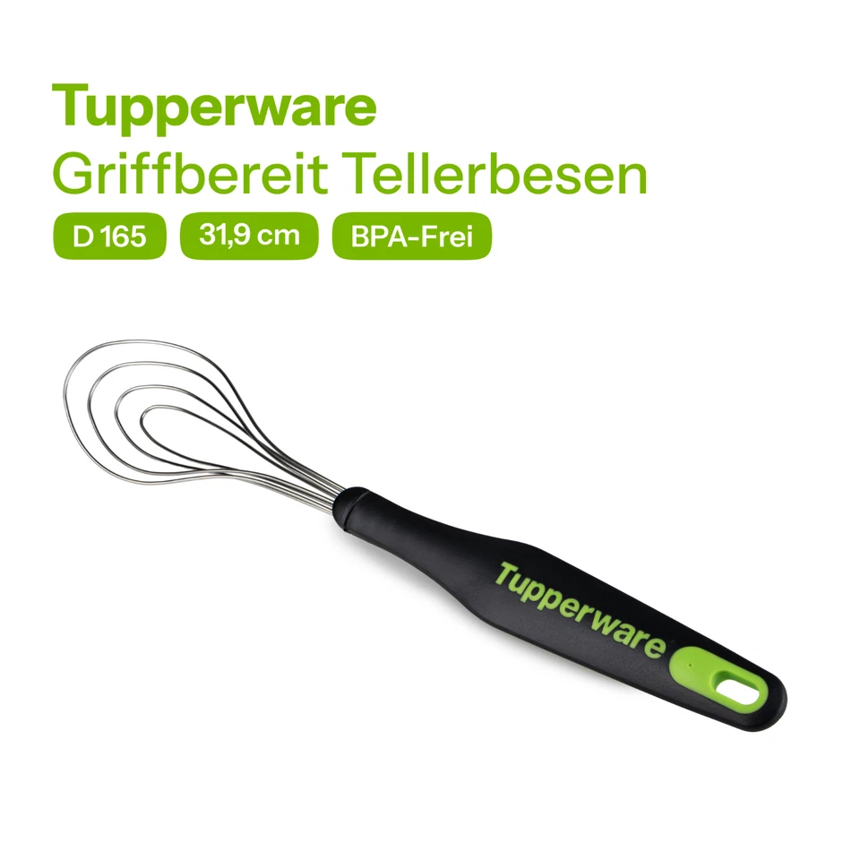 Tupperware Griffbereit Tellerbesen Schwarz Grün 31,9 cm Schneebesen D 165