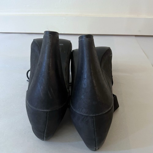 Envy Womens Black Leather Peep Toe Lace Up Cut Out Heels Vintage Inspired SZ 8 - Picture 7 of 9