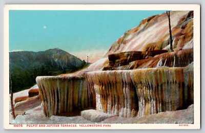 Pulpit and Jupiter Terraces Yellowstone WY Wyoming Postcard c1920s Haynes 10078