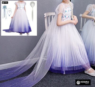 Frozen 2-fach Kleid Karneval Elsa weiß wie weiß Elsa Kleid FROZ064B