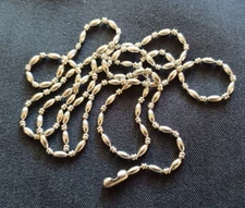 Silver Stainless Steel Rice & 2 Smashed Ball Bead Military Type Dog Tag Chain