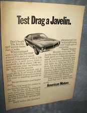1968 American Motors AMC Javelin mid-size-mag car ad- "Test drag a Javelin"