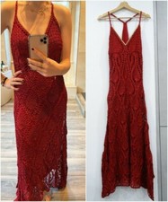 ZARA LIMITED EDITION CHERRY RED CROCHET DRESS SIZE S UK 8 10
