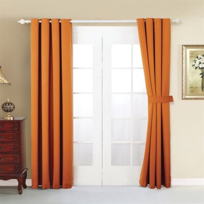 2 PC Heavy Thick Blackout Grommet Window Curtain Drape Treatment Room Darkening