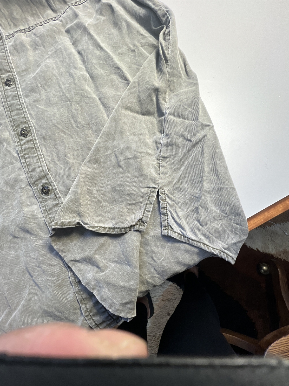 Express Gray Cold Shoulder Button Down Tencel Shi… - image 11