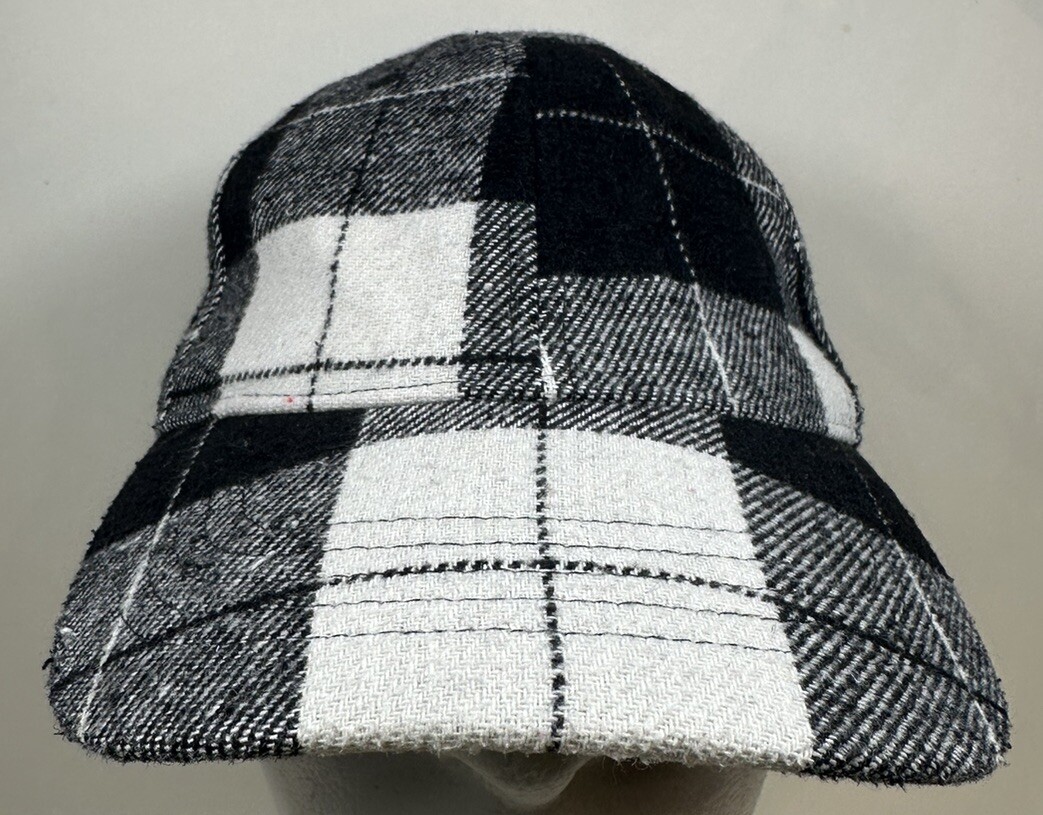Checkered Blank Hat Gingham Checked Pattern White… - image 1