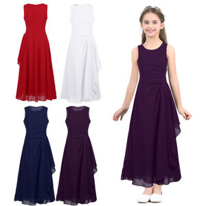 Madchen Prinzessin Kleid Chiffon Hochzeit Party Kleider Ballkleid Maxikleid Lang Ebay