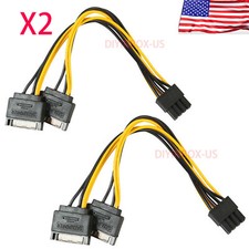 X2 Dual SATA to PCI-E Cable 15Pin SATA to 8 pin Video Card Power Supply Adapter