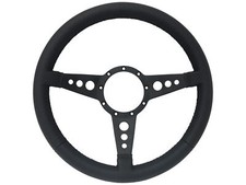 Vsw 14 Inch Leather Steering Wheel 9 Bolt 3 Spoke Holes Black Spokes