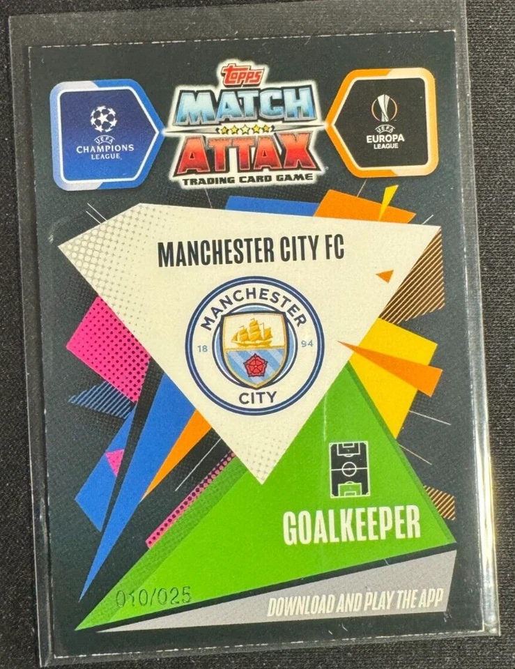 Topps 2020-21 Match Attax Chrome Manchester City Ederson Autograph Orange /25 - Image 2 of 2