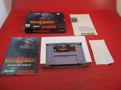 Mortal Kombat II (Super Nintendo SNES) COMPLETE w/ Box manual game WORKS!