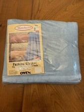 Manchester OWEN Acrylic Polyester Warm Bed Blanket Blue -Made In USA - VTG