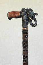 Black Elephant cane Hand carved handle and staff wooden walking stick Style gift