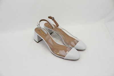 white and clear pumps