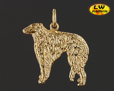 Pendentif Barzoi Lévrier Plaqué Or Jaune - Bijou Unisexe LW - Neuf Avec étiquettes