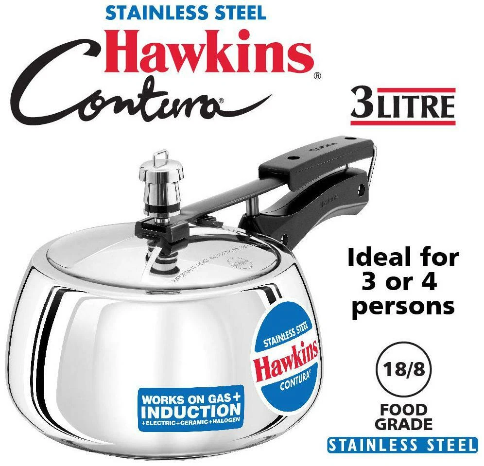 Hawkins Contura Stainless Steel 3 L Inner Lid Pressure Cooker --ZOJ