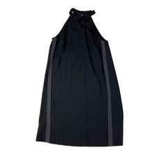 Ann Taylor Black White Stitching Bow Tie Neck A-Line Short Sleeveless Dress 8