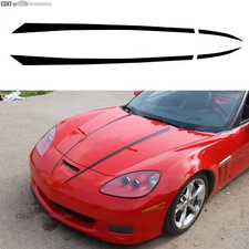 Hood Racing Strips Decal Graphic Vinyls Sticker Trim For Corvette C6 2005-2013