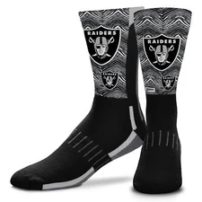 Zubaz X FBF NFL Adult Unisex Las Vegas Raiders Phenom Curve Crew Socks