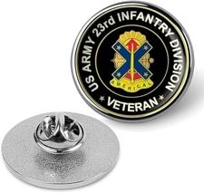US Army 23rd Infantry Division Veteran Tie Suit Shirt Lapel Pin - Silver