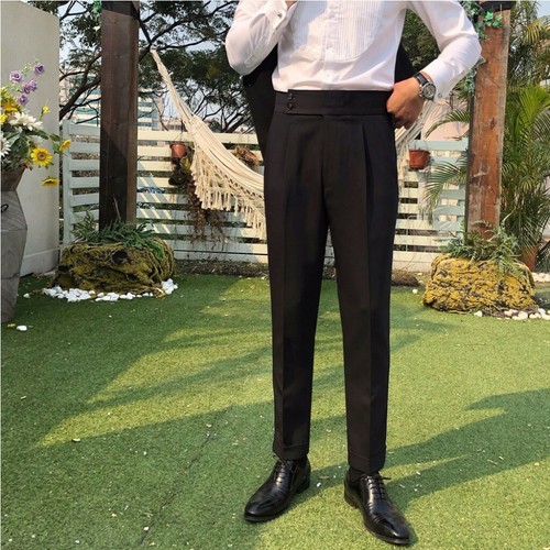 Korean Men's Britain Style Trousers Business Pants High-waist Wedding Formal  New | eBay